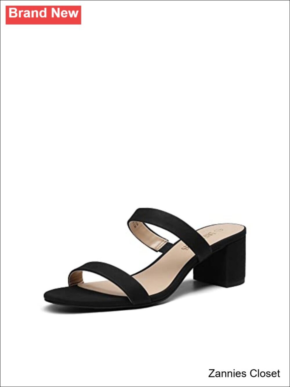 ✨ Women's Comfort Block Slip On Mule Heels Faux Leather Double Strap